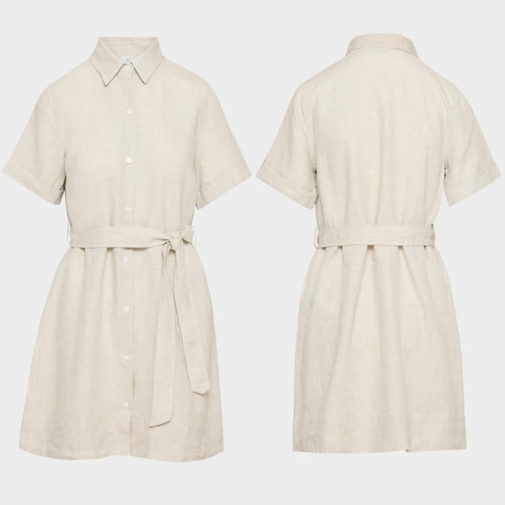 🇨🇦 Aritzia Wilfred Beige Eleta Linen Mini Dress - Picture 13 of 16